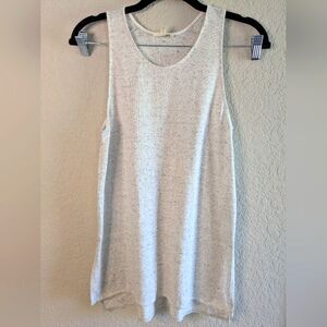 Aritzia Wilfred Free Knit Racerback Tank Gray Speckled High Low Side Slits XS